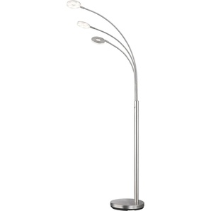 LED Bogenlampe FISCHER & HONSEL Dent Lampen Gr. 3 flammig, Höhe: 185,00 cm, grau (nickelfarben) Bogenlampen