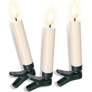 LED-Christbaumkerzen ANDAS Bjarne, 25 kabellos Kerzen mit 3D-Flamme, Höhe ca. 11,5 cm Lichterketten Gr. Flammen 25 St., x, weiß Weihnachtsbaumbeleuchtung Weihnachtsdeko, Christbaumschmuck mit Dimm-Flacker- und Timerfunktion
