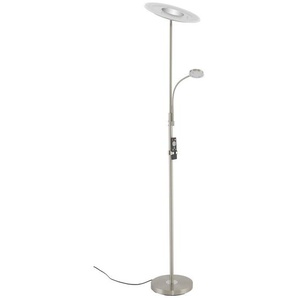 Led-Deckenfluter, Nickel, Metall, Glas, Abstraktes,Abstraktes, G, 180 cm, drehbar, getrennt schaltbar, Lesearm, Touch-Schalter (on/off), schwenkbar, verstellbare Arme, Timerfunktion, Lampen & Leuchten, Innenbeleuchtung, Stehlampen, Led-deckenfluter