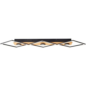 Led-Deckenleuchte, Braun, Schwarz, Holz, Metall, Kunststoff, rechteckig,rechteckig, 150x100x20 cm, 3 Helligkeitsstufen, 3-fach schaltbar, Lampen & Leuchten, Innenbeleuchtung, Deckenleuchten