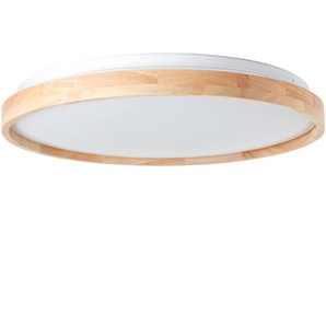 LED Deckenleuchte BRILLIANT Alson Lampen Gr. Ø 49,5 cm Höhe: 7,5 cm, weiß (holz hell, weiß) LED Deckenlampen