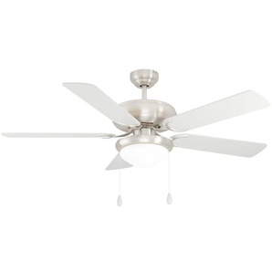LED Deckenleuchte EGLO BALLINA Lampen Gr. 2 flammig, Ø 132,00 cm Höhe: 44,00 cm, grau (nickelfarben) Deckenlampen Ventilator mit Licht, Zugkette, Wendeflügel, AC Motor, Ø 132cm