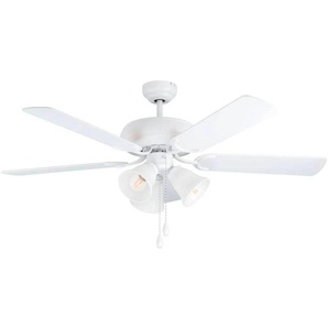LED Deckenleuchte EGLO LAS PALMAS Lampen Gr. 3 flammig, Ø 132,00 cm Höhe: 47,40 cm, weiß Deckenlampen Ventilator mit Licht, Zugkette, Wendeflügel, AC Motor, Ø 132cm