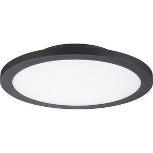 LED Deckenleuchte HEITRONIC Tella Lampen Gr. 1 flammig, Ø 27 cm Höhe: 4,1 cm, grau (anthrazit) LED Außendeckenleuchte Außenwandleuchten Außendeckenleuchten Deckenlampe, Wandlampe, 1000 lm Lichtstrom