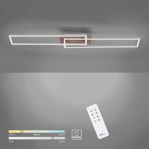 LED Deckenleuchte JUST LIGHT IVEN Lampen Gr. 2 flammig, braun (holzfarben) LED Deckenlampen dimmbar über Fernbedienung