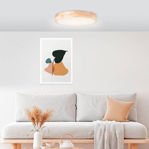 LED-Deckenleuchte Ø 34cm Braun Kunststoffart: Polyethylen Material: Metall, Kunststoff, Massivholz Metallart: Eisen Oberfläche Holz: