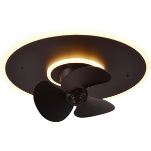 LED Deckenleuchte TRIO LEUCHTEN Nybro Lampen Gr. 1 flammig, Ø 50,0 cm Höhe: 19,0 cm, schwarz (schwarz matt) LED Deckenlampen
