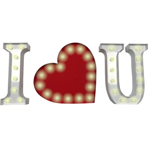 Tischleuchte MARQUEE LIGHTS I Herz U Lampen Gr. 36 flammig, Höhe: 31 cm, bunt LED Tischlampen Wandlampe, Tischlampe I Heart U mit 36 festverbauten LEDs - 69x31 cm