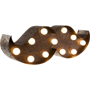 Tischleuchte MARQUEE LIGHTS Moustache Lampen Gr. 11 flammig, Höhe: 10 cm, braun LED Tischlampen Wandlampe, Tischlampe Moustache mit 11 festverbauten LEDs - 31x10 cm