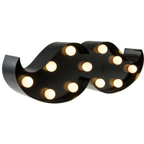 Tischleuchte MARQUEE LIGHTS Moustache Lampen Gr. 11 flammig, Höhe: 10 cm, schwarz LED Tischlampen Wandlampe, Tischlampe Moustache mit 11 festverbauten LEDs - 31x10 cm