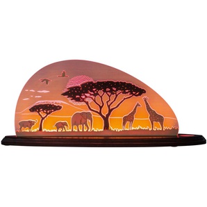 LED Dekolicht WEIGLA Safari Lampen Gr. Höhe: 20 cm, rot Dekoleuchten beidseitiges Motiv Afrika Erzgebirge garantiert LED wechselbar