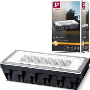 LED Einbauleuchte PAULMANN Box Lampen Gr. 1 flammig, Höhe: 5 cm, silberfarben (edelstahlfarben) Bodeneinbauleuchte Bodeneinbaustrahler LED Wegeleuchten und Dachrinnenleuchten Lampen Bodeneinbauleuchten-Set, Solar, Edelstahl