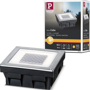 LED Einbauleuchte PAULMANN Cube Lampen Gr. 1 flammig, Höhe: 5 cm, silberfarben (edelstahlfarben) Bodeneinbauleuchte Bodeneinbaustrahler LED Wegeleuchten und Dachrinnenleuchten Lampen Bodeneinbauleuchten-Set, Solar, Edelstahl