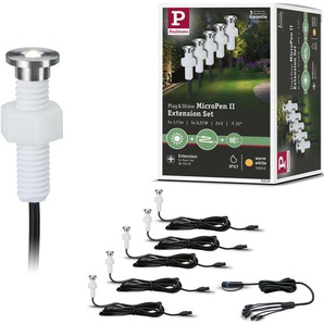 LED Einbauleuchte PAULMANN Plug & Shine Lampen Gr. 5 flammig, Ø 2 cm, silberfarben Bodeneinbauleuchte Bodeneinbaustrahler LED Wegeleuchten und Dachrinnenleuchten Lampen IP67 3000K Edelstahl, 5er Set