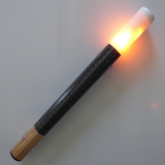 LED Fackel Version 3,0 Amber 450 mm Holzdekor -#9438