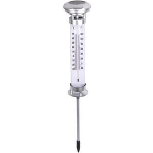 LED Gartenleuchte BONETTI Leuchten Gr. Ø 9 cm Höhe: 56,5 cm, bunt (silberfarben, weiß) LED Solarleuchten Lampen 2er-Set