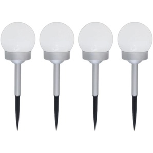 LED Gartenleuchte NÄVE Leuchten Gr. 1 flammig, Ø 10 cm Höhe: 34 cm, grau (grau, weiß) LED Gartenleuchten Solarleuchten Lampen 4er-Set