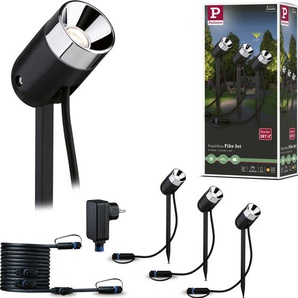 LED Gartenstrahler PAULMANN Plug & Shine Lampen Gr. 3 flammig, Ø 5 cm Höhe: 31 cm, grau (anthrazit) LED Außenstrahler LED-Modul, 3000K 24V Anthrazit