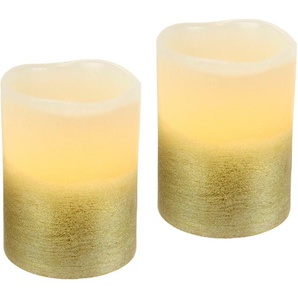 LED-Kerze I.GE.A. LED-Kerzen Flackernd Warmweiß 2er Set Stumpenkerze Deko Valentinstag Kerzen Gr. H: 10 cm, beige (creme) Kerzen Romantische Dekoration Rosa Echtwachs romantisch