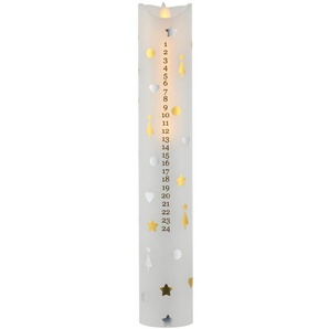LED-Kerze Sara Calendar weiß/silberfarben/goldfarben mehrfarbig, Designer Sirius, 29 cm