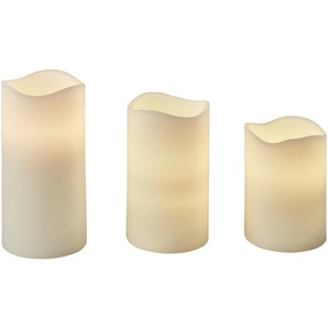 LED-Kerzen, 3er-Set - beige - Wachs, Kunststoff, Kunststoff, Wachs - 27,3 cm - 16,2 cm - 8,5 cm | Möbel Kraft