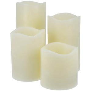 LED Kerzen, 4er Set - creme - Wachs, Kunststoff, Kunststoff, Wachs - 28 cm - 17 cm - 9,3 cm | Möbel Kraft