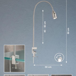 LED Klemmleuchte FISCHER & HONSEL Sten Lampen Gr. 1 flammig, Höhe: 60 cm, grau (nickelfarben) Klemmleuchten