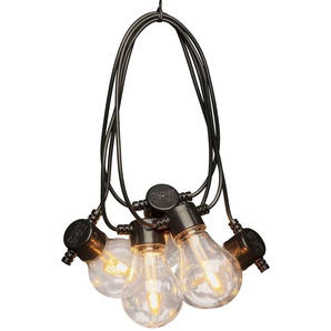 LED-Lichterkette KONSTSMIDE LED Solar Biergartenkette, 10 bernsteinfarbene Dioden, Timer Lichterketten Gr. Dioden 10 St. Flammen 10 St., Kabellänge 10 m x Gesamtlänge 14,5 m, schwarz Lichterketten und Lichtschlauch Fernbedienbar Dimmbar, 8