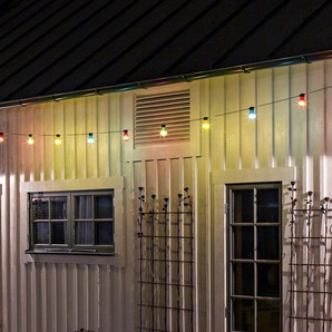 LED-Lichterkette KONSTSMIDE Weihnachtsdeko aussen Lichterketten Gr. Dioden 20 St. Flammen 20 St., Kabellänge 10 m x Gesamtlänge 19,5 m, schwarz Lichterketten Lichternetze LED Biergartenkette, 20 bunte Birnen 160 warm weiße Dioden
