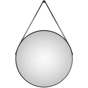 LED-Lichtspiegel TALOS Spiegel Gr. Ø 80 cm, Lederoptik, schwarz Kosmetikspiegel rund, mit indirekter LED Beleuchtung, matt Ø 80 cm
