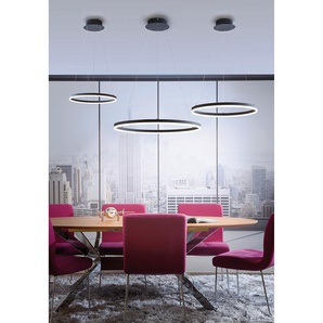LED-Pendelleuchte Titus Ø 60cm Grau Glasart: Milchglas Material: Glas, Metall Metallart: Aluminium, Eisen Oberfläche Metall: Gebürstet Nicht