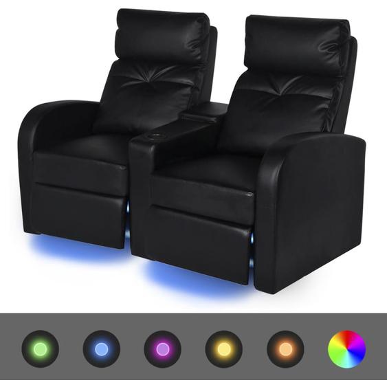LED-Ruhesessel 2-Sitzer Kunstleder Schwarz