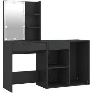 LED-Schminktisch mit Schrank Schwarz Holzwerkstoff