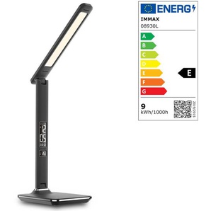 LED Schreibtischlampe mit USB Ausgang Datum Uhrzeit Thermometer schwarz