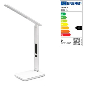 LED Schreibtischlampe mit USB Ausgang Datum Uhrzeit Thermometer weiß