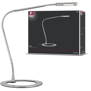 LED Schreibtischlampe PAULMANN Plaza Lampen Gr. 1 flammig, Ø 25,0 cm Höhe: 75,0 cm, silberfarben (edelstahlfarben) LED Schreibtischlampen
