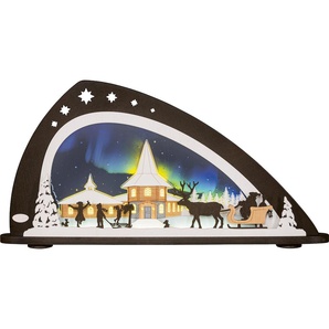LED Schwibbogen WEIGLA Weihnachten unterm Polarlicht, Höhe ca. 33,8 cm Schwibbögen Gr. B/H/T: 66 cm x 33,8 cm x 6 cm, braun Schwibbögen Weihnachtspyramiden