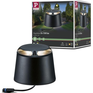LED Sockelleuchte PAULMANN Plug & Shine Lampen Gr. 2 flammig, Ø 19,3 cm Höhe: 15,5 cm, grau (anthrazit) Gartenleuchte LED Gartenleuchten Sockelleuchten Lampen IP67