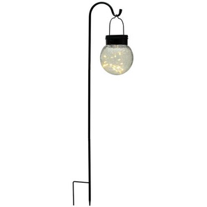 LED-Solar-Spieß, schwarz mit Glaskugel - schwarz - Materialmix - 12 cm - 80 cm - 18 cm | Möbel Kraft
