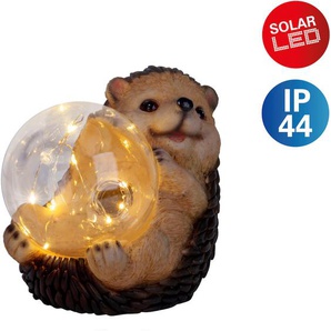 LED Solarleuchte NÄVE Igel Lampen Gr. 1 flammig, Höhe: 14,50 cm, braun LED Solarleuchten süßer Igel mit beleuchteter Kugel in braunbeige, warmweißes Licht