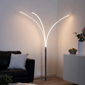 LED Stehlampe JUST LIGHT MAJA Lampen Gr. Höhe: 215 cm, silberfarben Bogenlampe Bogenlampen