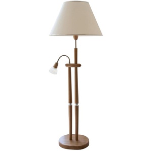 LED Stehlampe Lampen Gr. Ø 55 cm Höhe: 155 cm, braun (buchefarben, nickelfarben) Deckenfluter Stehlampe Lampen mit Leseleuchte