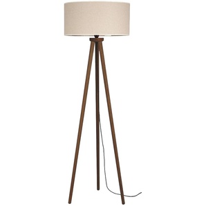 LED Stehlampe OTTO PRODUCTS Emmo Leuchten Gr. 1 flammig, Ø 45 cm Höhe: 165 cm, braun (dunkelbraun) Standleuchte Stehlampe Standleuchten Lampen Stehleuchte, Dreibein aus Kiefernholz, hochwertiger Textilschirm
