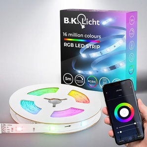 LED-Streifen B.K.LICHT Wifi RGBIC Lichterketten Gr. Flammen 150 St., Kabellänge 150,00 m x, weiß LED Streifen Lichtleiste, mit Musiksensor, smartes Band, Selbstklebend