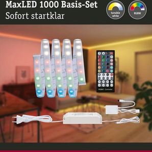 LED-Streifen PAULMANN MaxLED 1000 Basisset 1,5m IP44 Cover 3000K 18W 230/24V 50VA Silber Lichterketten Gr. Flammen 1 St., x, silberfarben LED Streifen RGBW