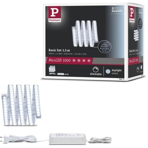 LED-Streifen PAULMANN MaxLED 1000 Basisset 1,5m Tageslichtweiß IP44 17W 1650lm beschichtet Lichterketten Gr. Dioden 216 St. Flammen 1 St., x Gesamtlänge 1,5 m, silberfarben LED Streifen