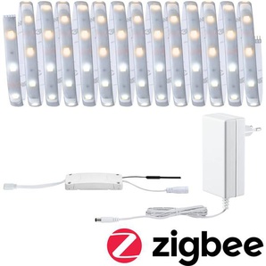 LED-Streifen PAULMANN MaxLED 250 Basisset Smart Home Zigbee IP44 18W 135 Lichterketten Gr. Dioden 150 St. Flammen 1 St., x Gesamtlänge 5 m, silberfarben LED Streifen 5m, Tunable White, beschichtet