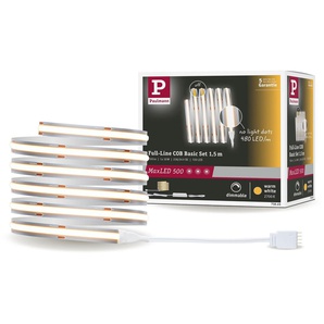 LED-Streifen PAULMANN MaxLED 500 Full-Line COB Basisset 1,5m, warmweiß10W 750lm 480LED 2700K Lichterketten Gr. Dioden 720 St. Flammen 1 St., x Gesamtlänge 1,5 m, silberfarben LED Streifen Basisset