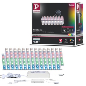LED-Streifen PAULMANN MaxLED 500 RGBW Smart Home Zigbee 5m IP44 33W 2000lm beschichtet Lichterketten Gr. Dioden 300 St. Flammen 1 St., x Gesamtlänge 5 m, silberfarben LED Streifen