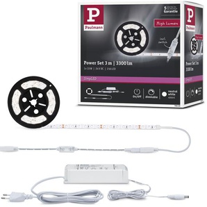 LED-Streifen PAULMANN SimpLED Power Strip Set inkl. Dimm/Switch 3m Neutralweiß 33W Lichterketten Gr. Dioden 216 St. Flammen 1 St., x Gesamtlänge 3 m, weiß LED Streifen 33W, beschichtet